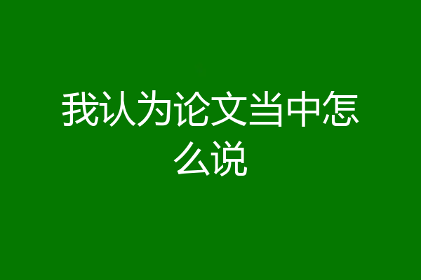 我认为论文当中怎么说