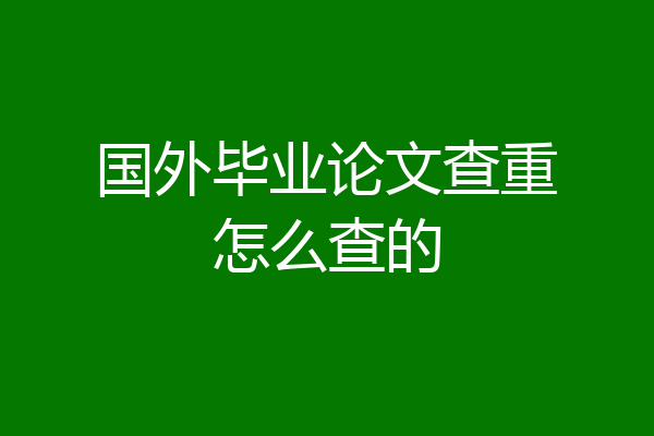 国外毕业论文查重怎么查的