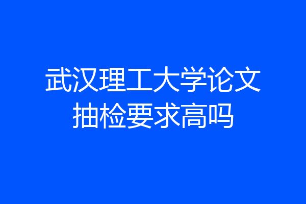 武汉理工大学论文抽检要求高吗
