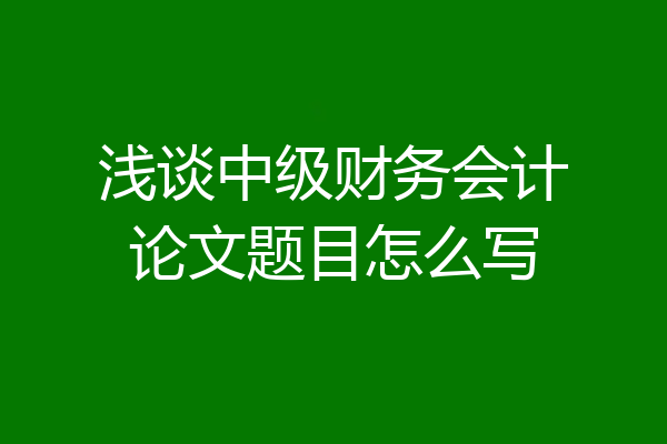 浅谈中级财务会计论文题目怎么写