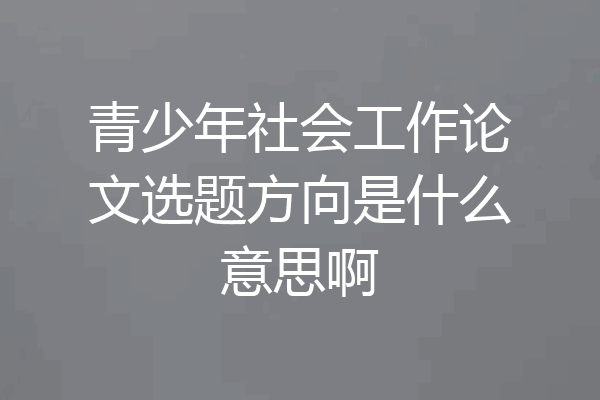 青少年社会工作论文选题方向是什么意思啊