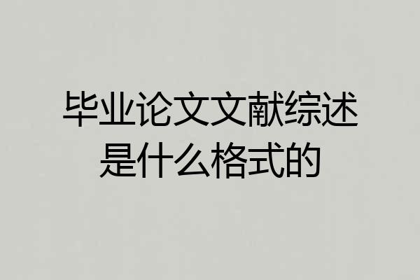 毕业论文文献综述是什么格式的