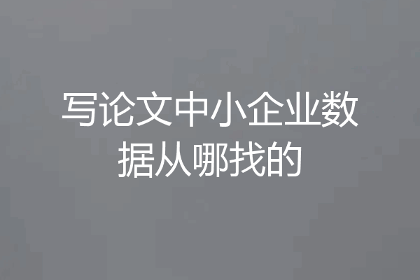 写论文中小企业数据从哪找的