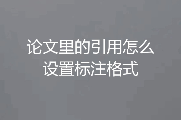 论文里的引用怎么设置标注格式