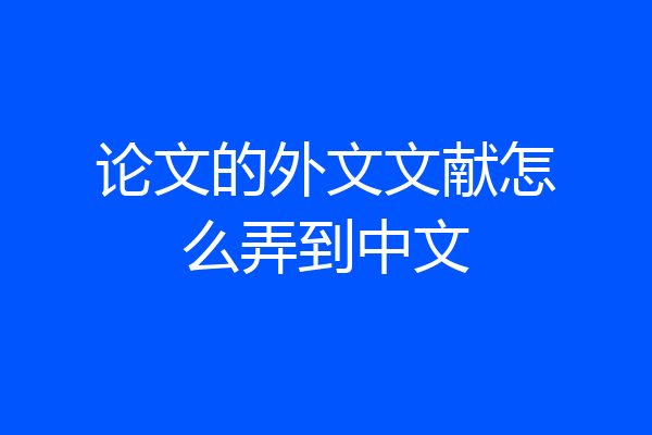 论文的外文文献怎么弄到中文