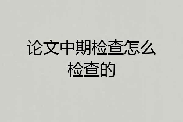 论文中期检查怎么检查的