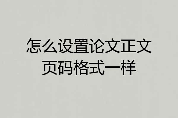 怎么设置论文正文页码格式一样
