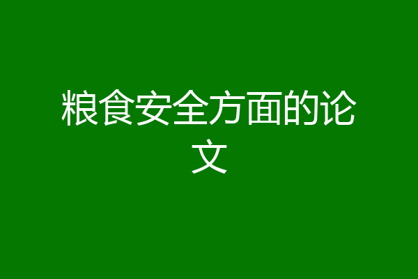粮食安全方面的论文