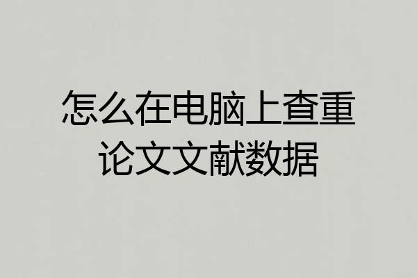 怎么在电脑上查重论文文献数据