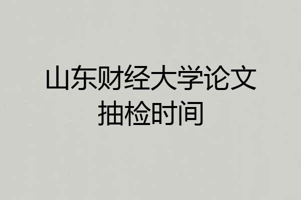 山东财经大学论文抽检时间