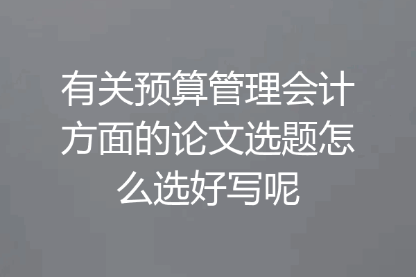 有关预算管理会计方面的论文选题怎么选好写呢