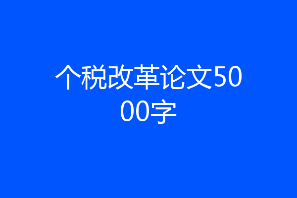 个税改革论文5000字