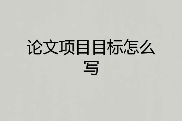 论文项目目标怎么写