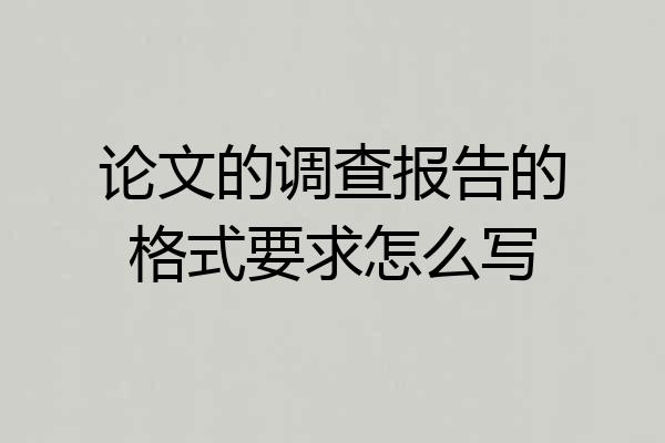 论文的调查报告的格式要求怎么写