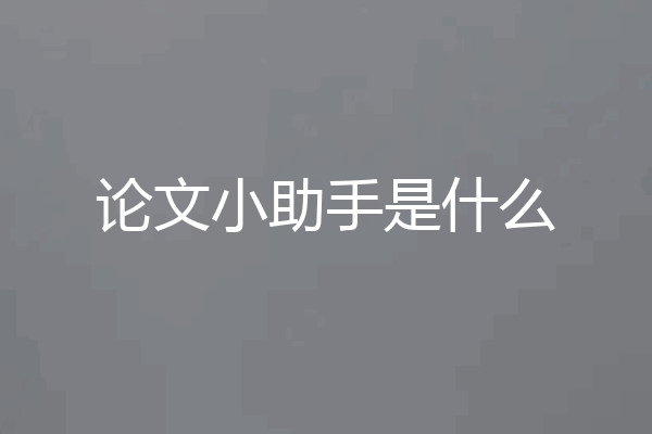 论文小助手是什么