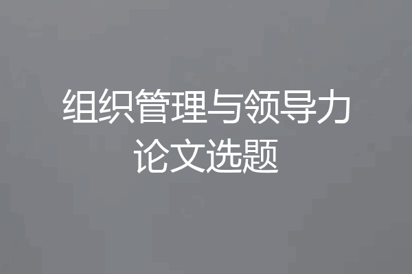 组织管理与领导力论文选题