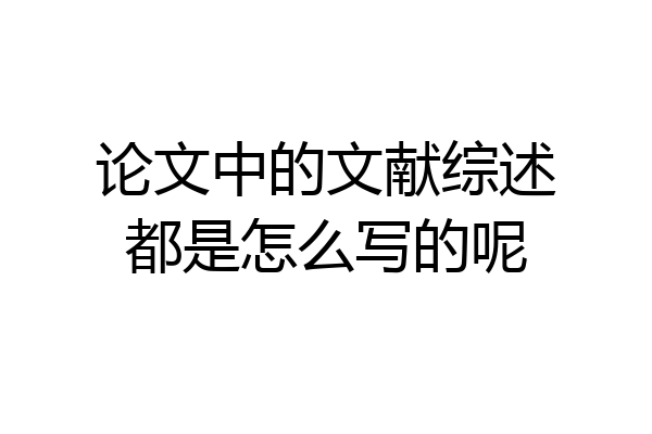 论文中的文献综述都是怎么写的呢