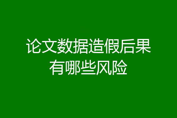 论文数据造假后果有哪些风险