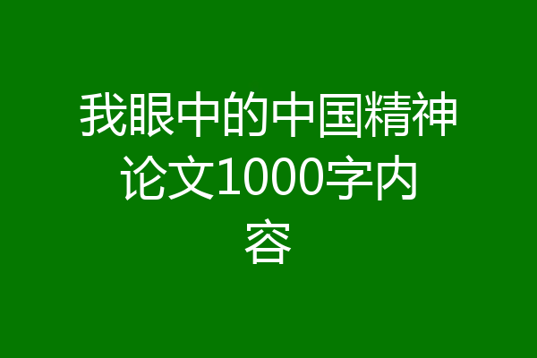 我眼中的中国精神论文1000字内容