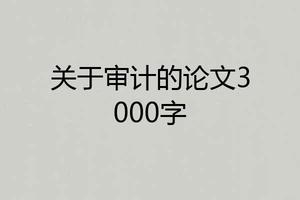 关于审计的论文3000字