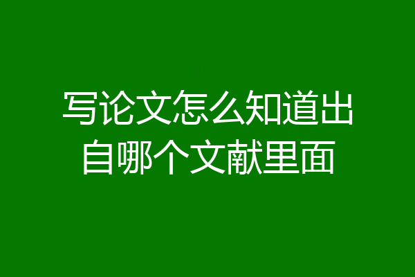 写论文怎么知道出自哪个文献里面