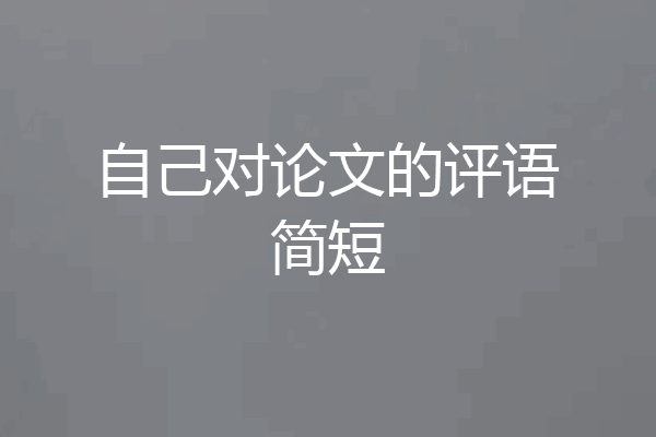 自己对论文的评语简短