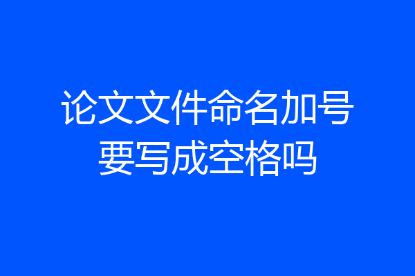 论文文件命名加号要写成空格吗