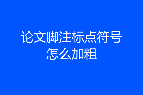 论文脚注标点符号怎么加粗