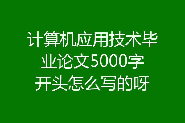 计算机应用技术毕业论文5000字开头怎么写的呀
