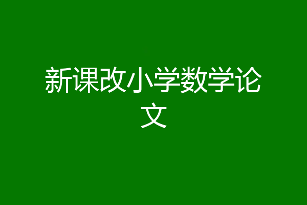 新课改小学数学论文