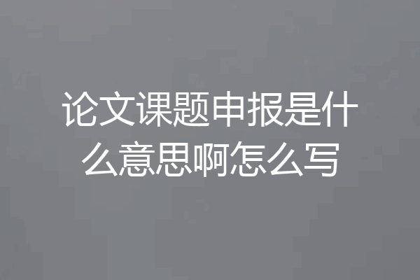 论文课题申报是什么意思啊怎么写