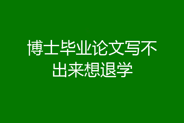 博士毕业论文写不出来想退学