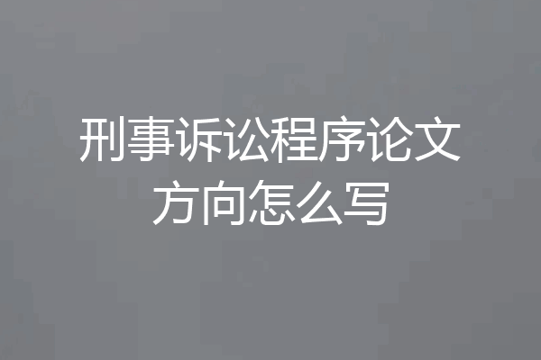 刑事诉讼程序论文方向怎么写