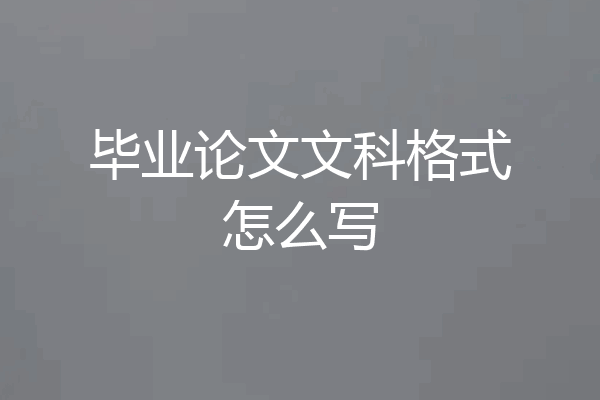 毕业论文文科格式怎么写