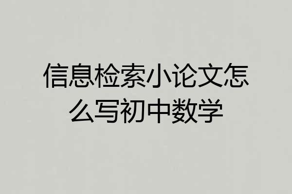 信息检索小论文怎么写初中数学