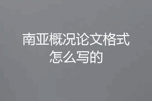 南亚概况论文格式怎么写的