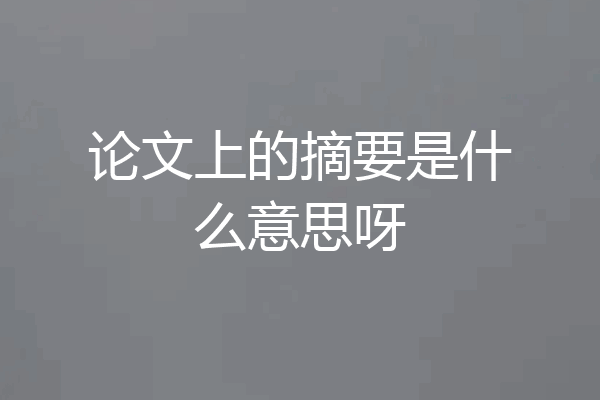 论文上的摘要是什么意思呀