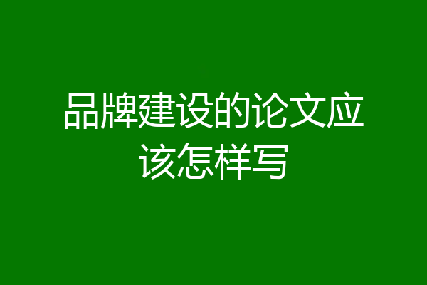 品牌建设的论文应该怎样写