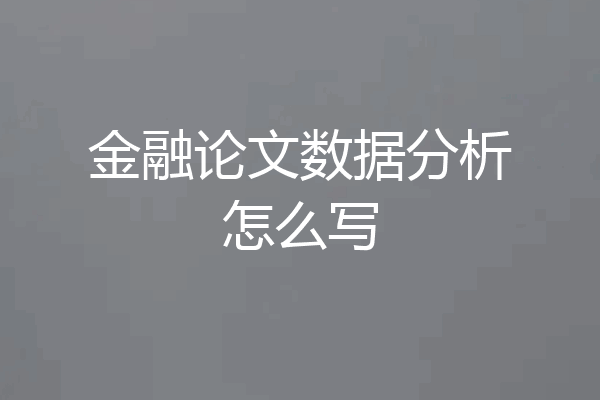 金融论文数据分析怎么写