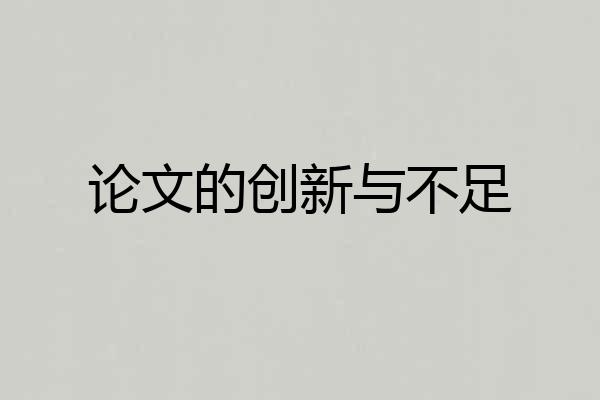 论文的创新与不足