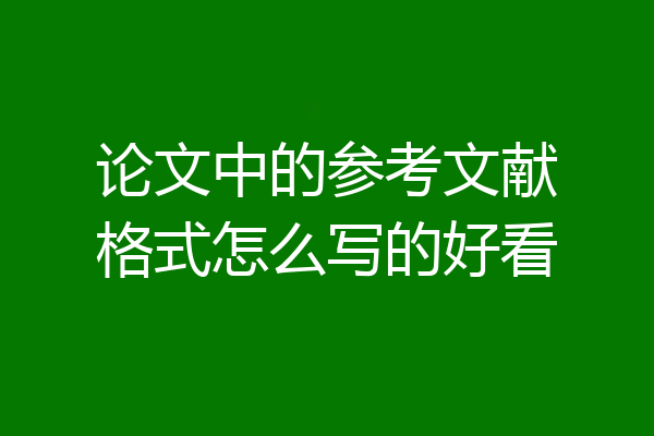 论文中的参考文献格式怎么写的好看