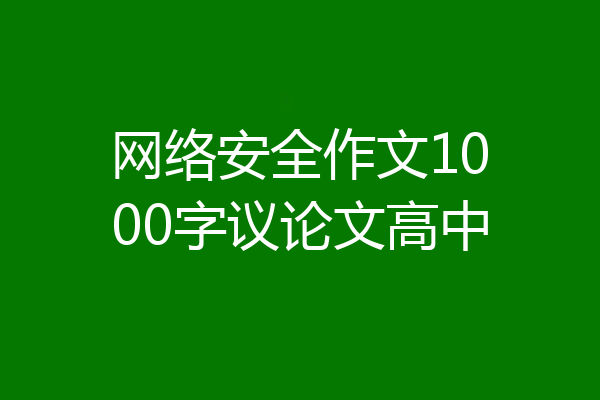 网络安全作文1000字议论文高中