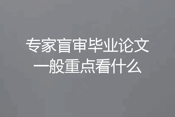 专家盲审毕业论文一般重点看什么