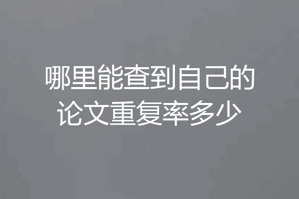哪里能查到自己的论文重复率多少