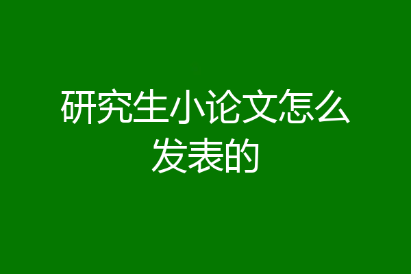 研究生小论文怎么发表的