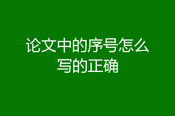 论文中的序号怎么写的正确