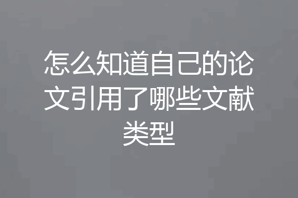 怎么知道自己的论文引用了哪些文献类型