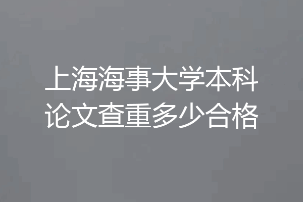 上海海事大学本科论文查重多少合格