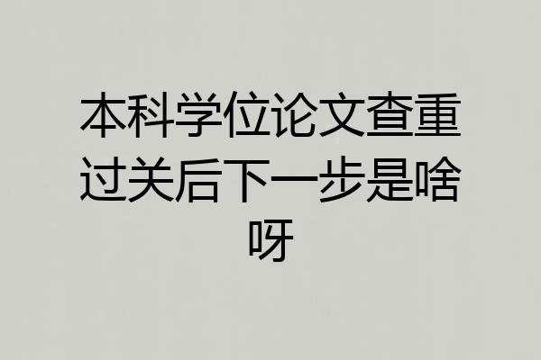 本科学位论文查重过关后下一步是啥呀