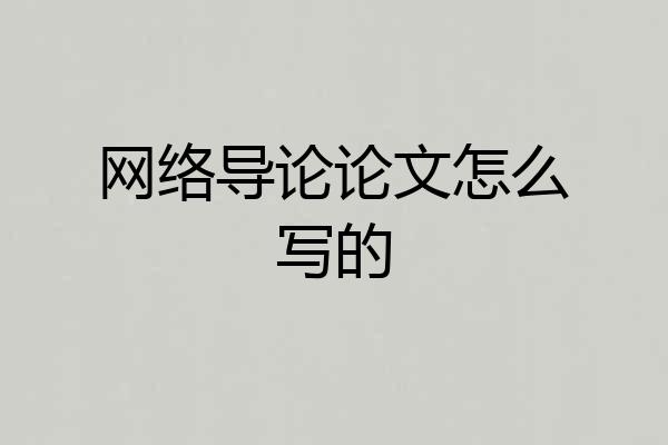 网络导论论文怎么写的